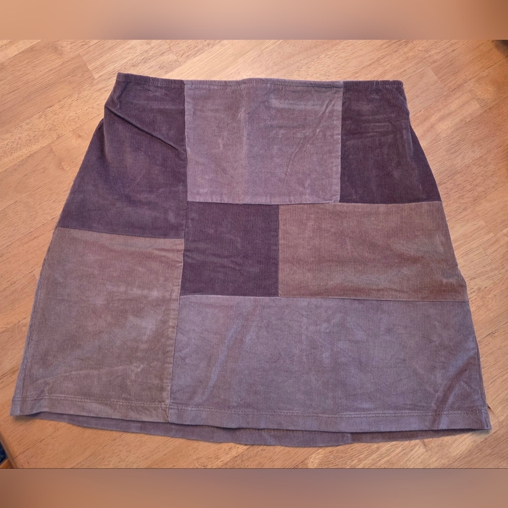 Hollister Patchwork Mini Skirt - Brown and Tan